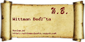 Wittman Beáta névjegykártya