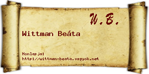 Wittman Beáta névjegykártya